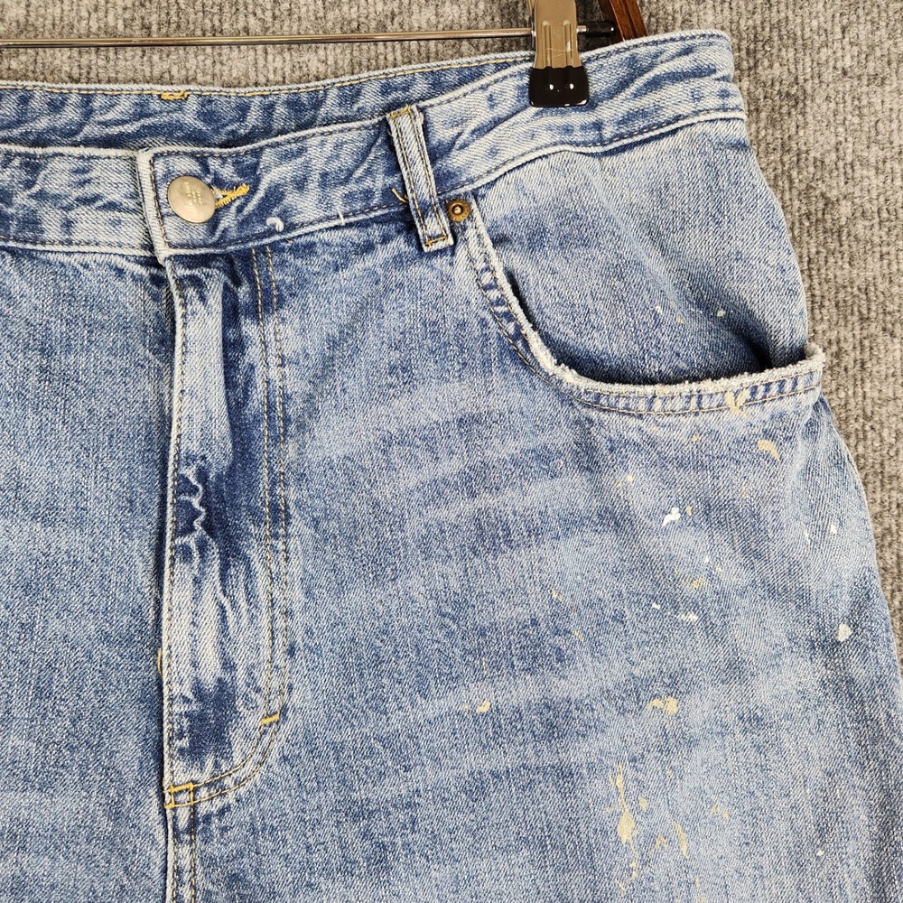Zara Man Jeans Painted Splatter Light Wash Relaxed Denim Mens Size 36 Blue - Picture 2 of 11